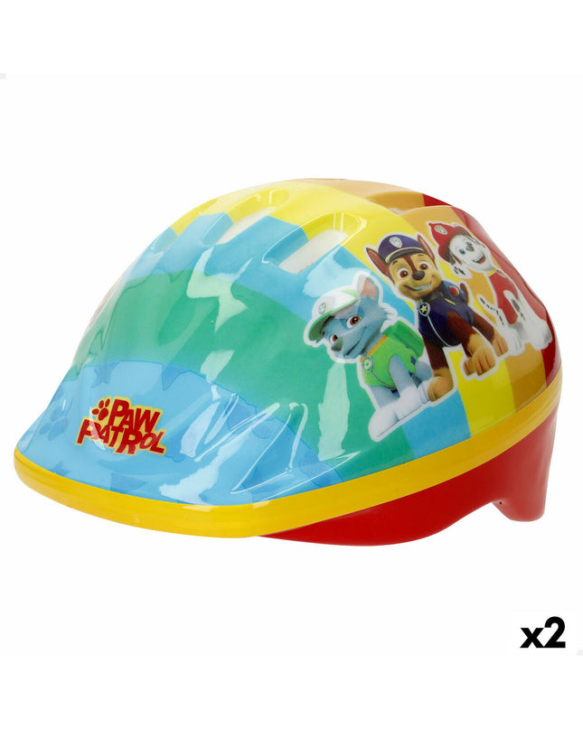 Paw Patrol children's bike helmet in size 48-52 cm, featuring colorful cartoon design and ventilation for outdoor cycling.
