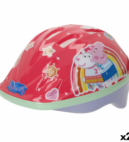 Peppa Pig children's bike helmet in red, size 48-52 cm, designed for outdoor cycling and sports.