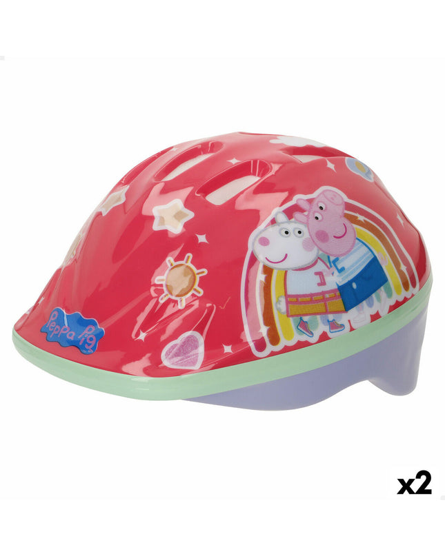 Peppa Pig children's bike helmet in red, size 48-52 cm, designed for outdoor cycling and sports.