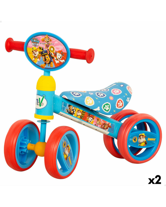 Two Paw Patrol-themed ride-on toy wheelers, 47x37x25 cm, designed for outdoor play and active fun for children.