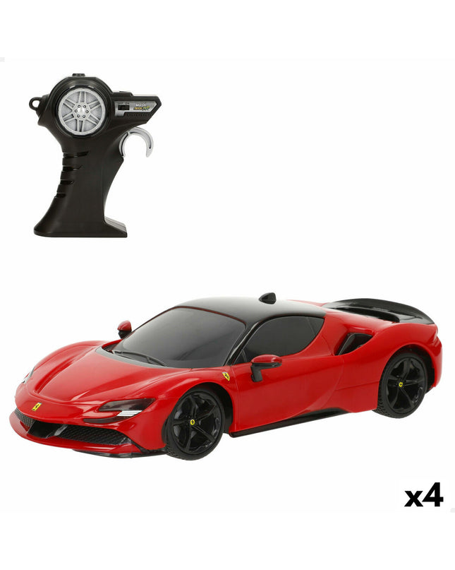 Set of four Audi SF90 Stradale remote control police cars, toy vehicles measuring 20x5x10 cm, for play and collection.