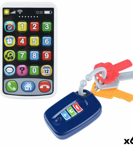 Set of six PlayGo toy phones, 7x11x2 cm, colorful imitation phones for pretend play and role-playing games.