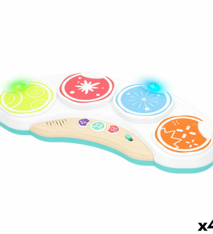 Set of four PlayGo musical toys for babies, measuring 33x5x15 cm, colorful and designed for young children’s play.