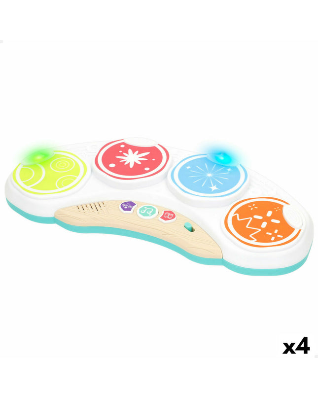Set of four PlayGo musical toys for babies, measuring 33x5x15 cm, colorful and designed for young children’s play.