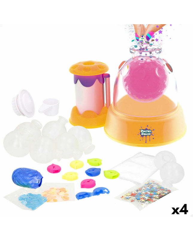 Set of four Doctor Squish skill toys for creative play and activities, featuring colorful, squishy game pieces.