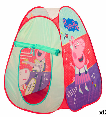 Set of 12 Peppa Pig-themed camping tents, each measuring 75x90x75 cm, suitable for outdoor play and camping adventures.