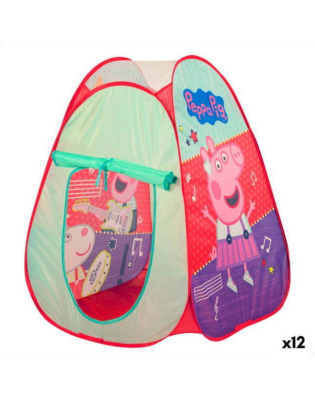 Set of 12 Peppa Pig-themed camping tents, each measuring 75x90x75 cm, suitable for outdoor play and camping adventures.