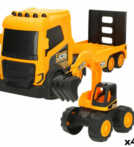 Set of four Teamsterz open public works trucks, 40x18x13 cm, toy vehicles for kids, detailed colorful construction trucks.
