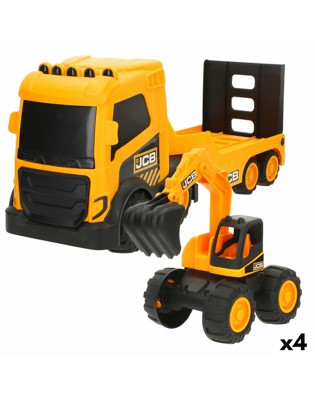 Set of four Teamsterz open public works trucks, 40x18x13 cm, toy vehicles for kids, detailed colorful construction trucks.
