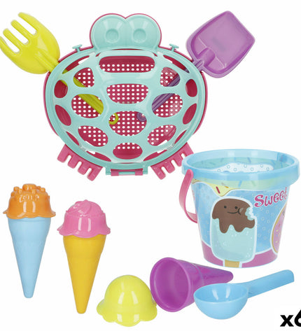 Colorbaby strand speelgoedset with 6 colorful plastic pieces, designed for outdoor play and sports activities.