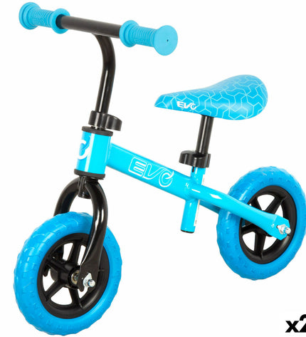 EVO Kinderfiets EVO, a colorful children's bike suitable for outdoor play and active sports, with training wheels and a sturdy frame.