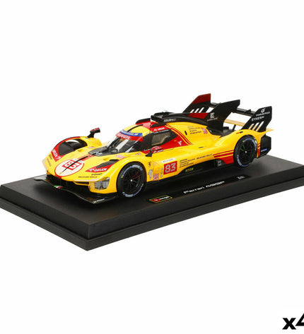 Four Ferrari toy cars from the Auto Ferrari set, detailed miniature vehicles in vibrant red, perfect for play or display.