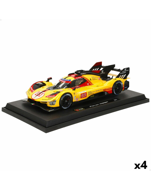 Four Ferrari toy cars from the Auto Ferrari set, detailed miniature vehicles in vibrant red, perfect for play or display.