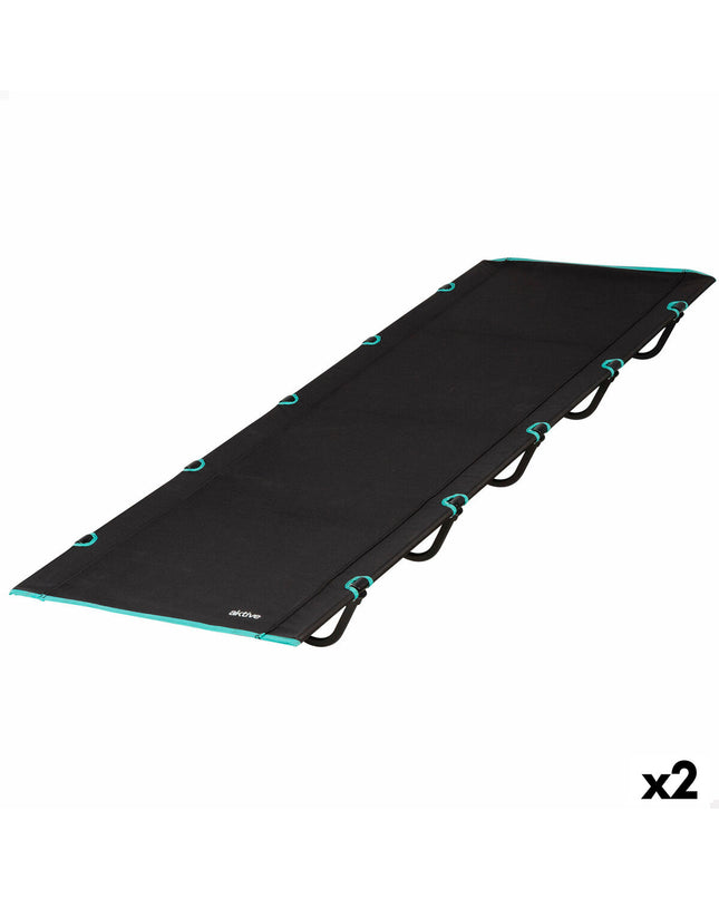 Pair of Aktive camping beds, 193 x 14.5 x 67 cm, lightweight outdoor sleeping solutions for camping and hiking adventures.