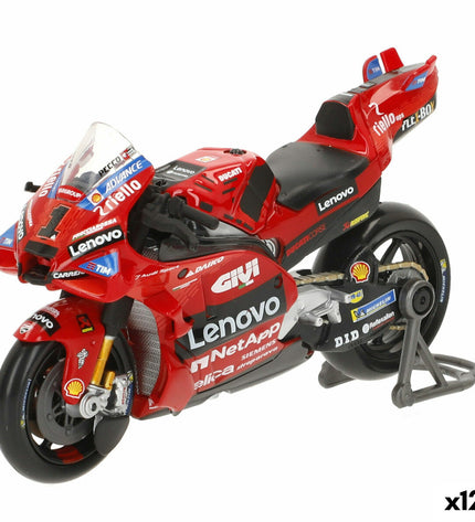 Maisto Ducati Lenovo motorbike toy model, detailed miniature vehicle in 12x8x4 cm size, for play and display.