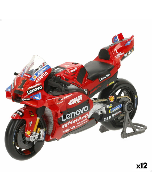 Maisto Ducati Lenovo motorbike toy model, detailed miniature vehicle in 12x8x4 cm size, for play and display.