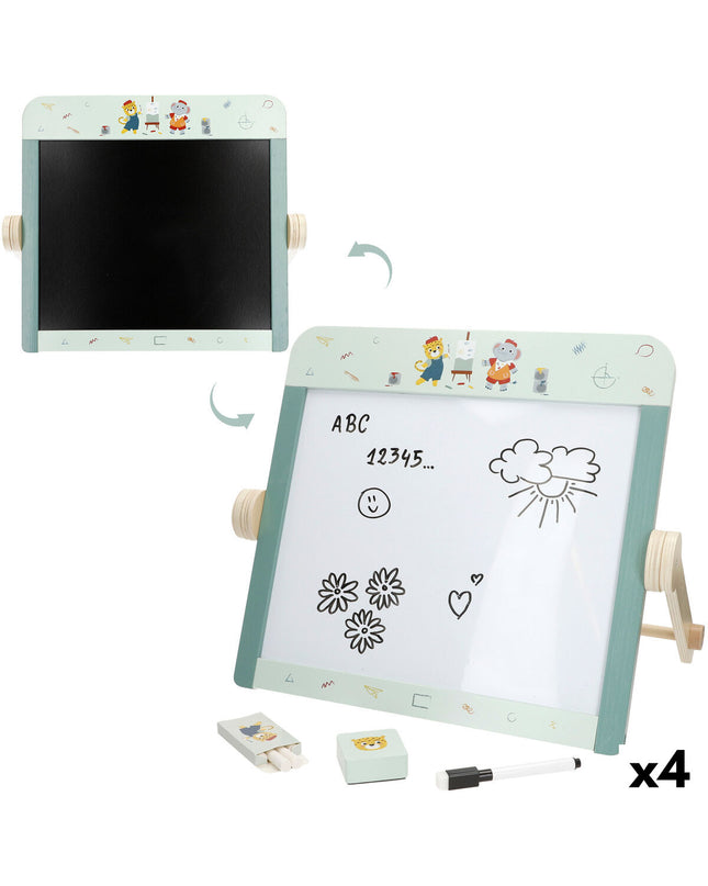 Set of four Woomax 2-in-1 kids' boards, 40x32x27 cm, for creative play and activities, with colorful design and sturdy construction.