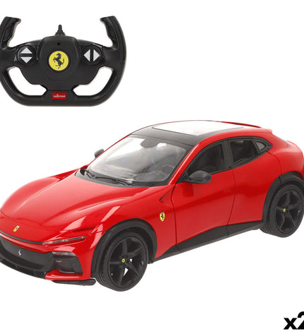Two Ferrari remote control police cars in red, 1:14 scale, measuring 34x11x14 cm, designed for children’s play and vehicle enthusiasts.