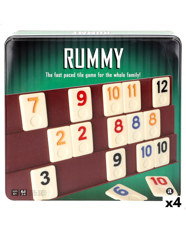 Set of four Rummy card games by BigBuy Kids, colorful playing cards for kids' board games and family fun.