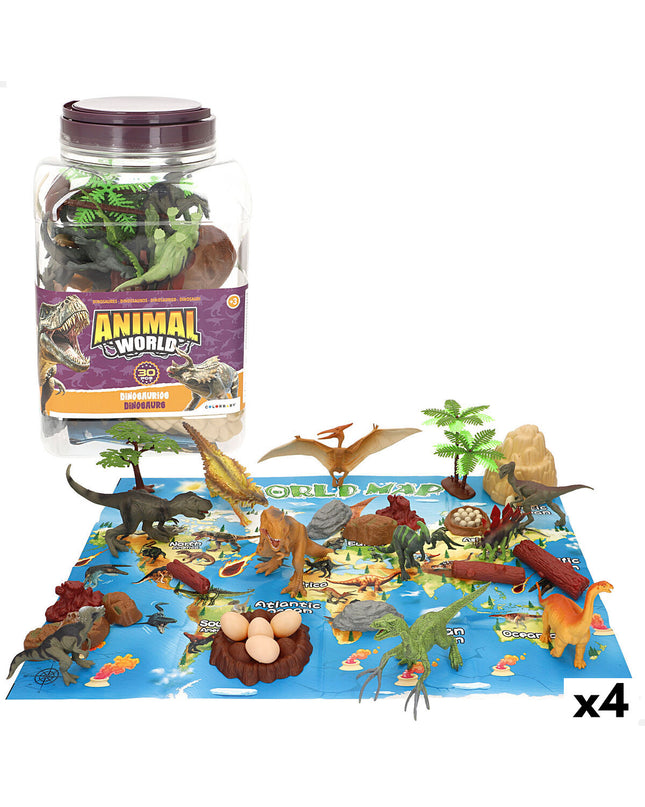 Colorbaby dinosaur toy set with 30 pieces, includes four colorful dinosaur figures in sizes around 18x10x6 cm, for playful fun.