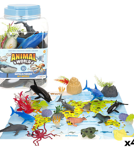 Colorbaby plastic animal figures, set of 4, colorful toy animals measuring 23x10x7 cm for kids' play and imaginative games.