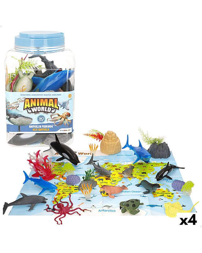Colorbaby plastic animal figures, set of 4, colorful toy animals measuring 23x10x7 cm for kids' play and imaginative games.