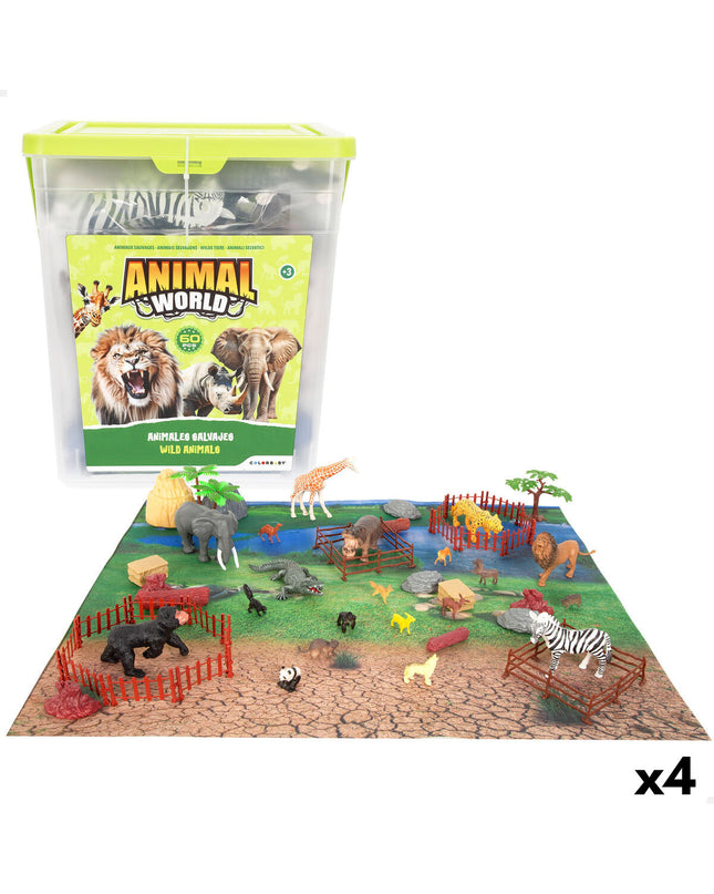Set of four Colorbaby plastic wild animal figures, 13x12x5 cm, for children's toys and play.