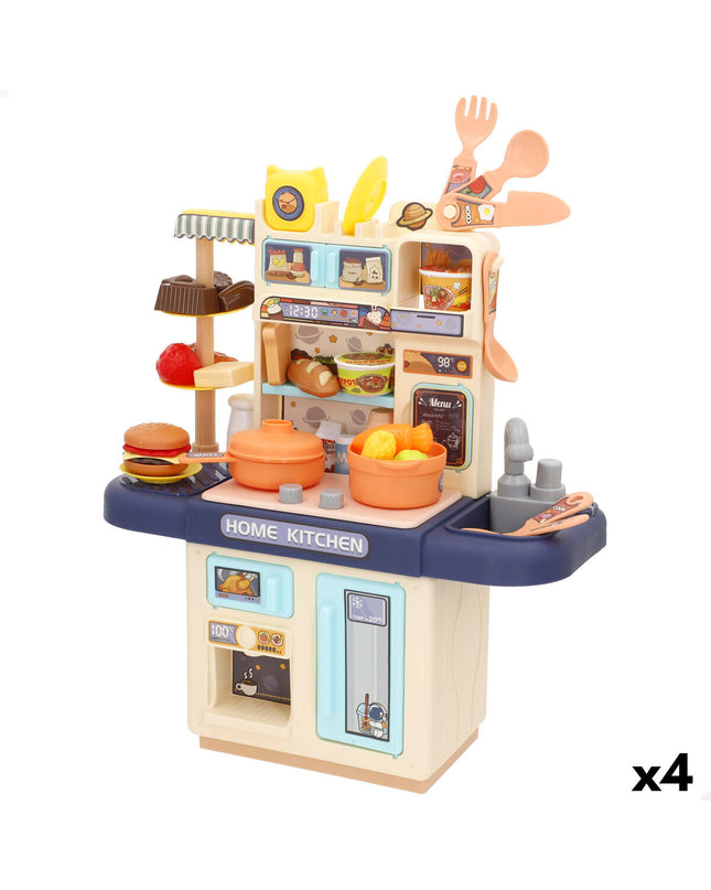 Colorbaby toy kitchen set with 30 pieces, colorful plastic utensils, stove, and accessories for imaginative play.