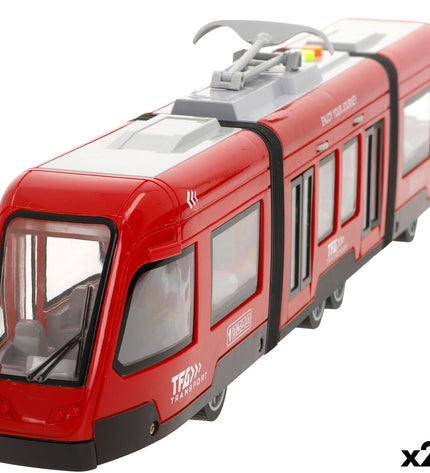 Speed & Go toy train set with two friction-powered trains, measuring 45x11x6 cm, designed for children’s vehicle play.