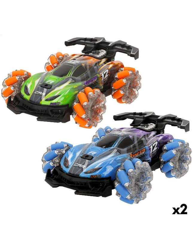 Two Speed & Go remote-controlled police cars, 23x8x15.5 cm, designed for kids to race and play with indoors or outdoors.