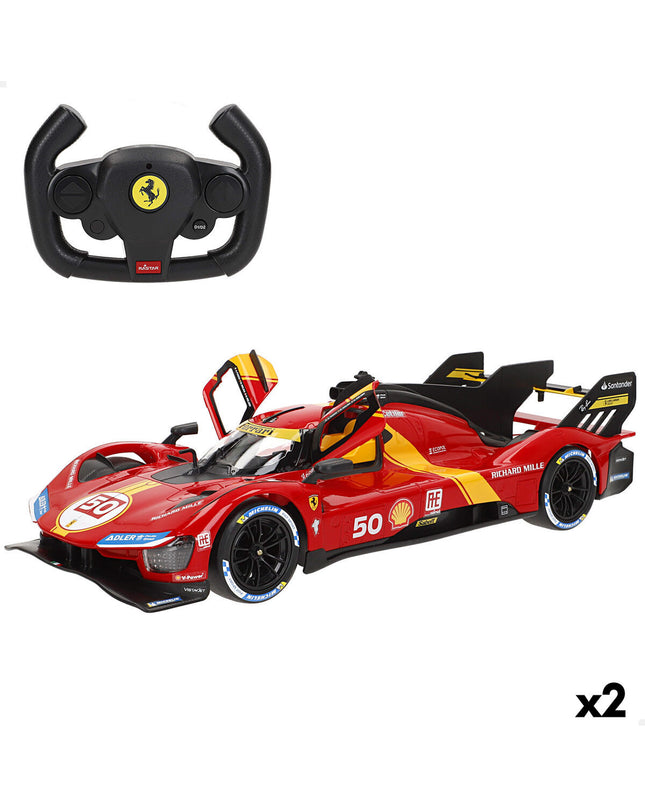 Two Ferrari remote control police cars, 36x11x15 cm, toy vehicles for kids, featuring detailed design and vibrant colors.