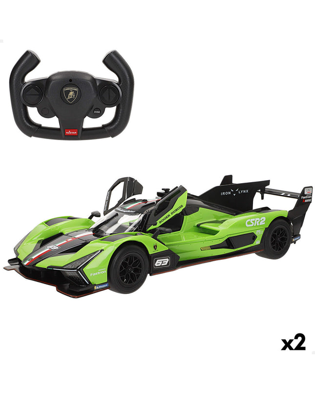 Two Lamborghini remote control police cars, toy vehicles measuring 35x9x14 cm, designed for children’s play and entertainment.