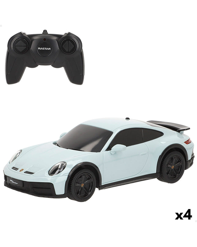 Set of four Porsche remote control police cars, 18x6x8 cm, toy vehicles for kids, featuring detailed police car design.