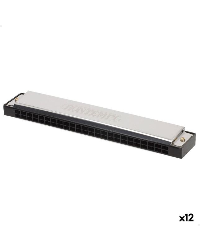 Bontempi 18x2x3 cm children's toy harmonica for music play, featuring metal reeds and colorful plastic body.
