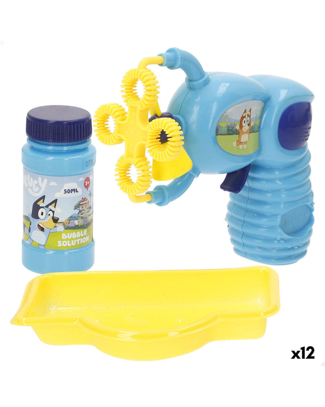Bluey Bellenblaas speelgoed set with 12 bottles, 50 ml each, designed for outdoor play and fun with children.