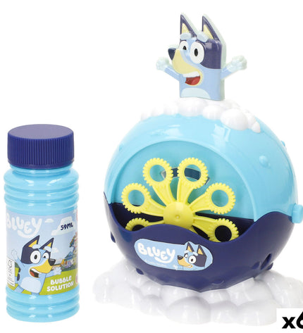 Set of six Bluey Bellenblaas in blue, each 59 ml, colorful bubble wands for outdoor play, 11x15x10 cm in size.