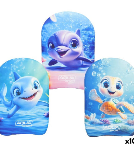 AquaSport BodyBoard 30x44.5x3 cm for water sports, showing the bright blue bodyboard on a sandy beach background.