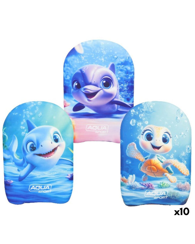 AquaSport BodyBoard 30x44.5x3 cm for water sports, showing the bright blue bodyboard on a sandy beach background.