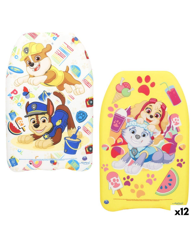 Paw Patrol bodyboard measuring 43.5 x 4 x 28.5 cm, ideal for outdoor watersports, featuring colorful Paw Patrol design.