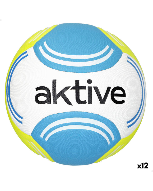 Set of 12 Aktive footballs, size 5, 22x22x22 cm, suitable for sports and outdoor play, shown in the image.