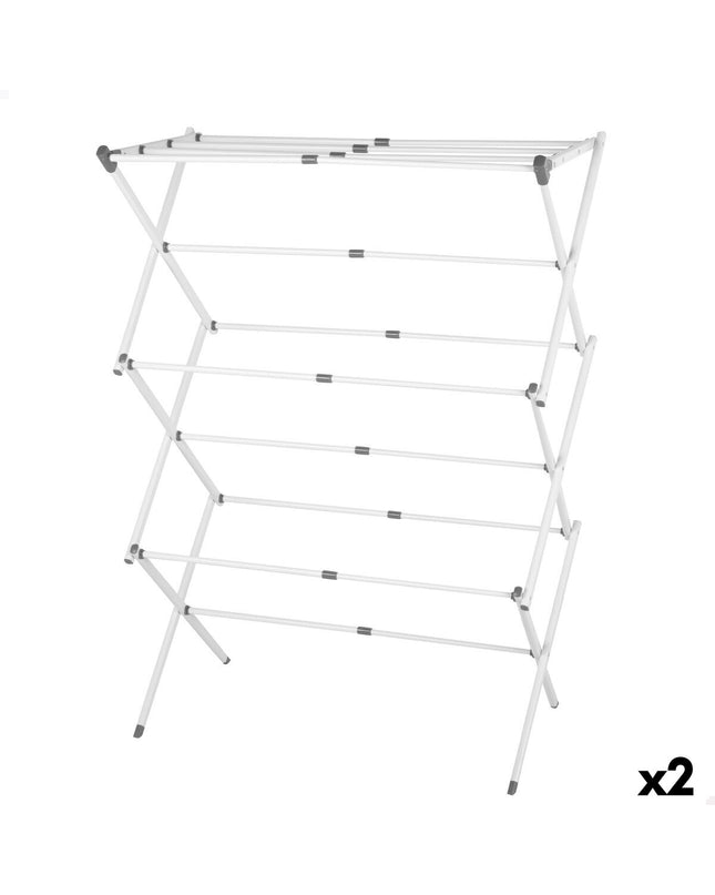 Pair of Max Home metal drying racks measuring 75x104x37 cm, ideal for household laundry and storage organization.