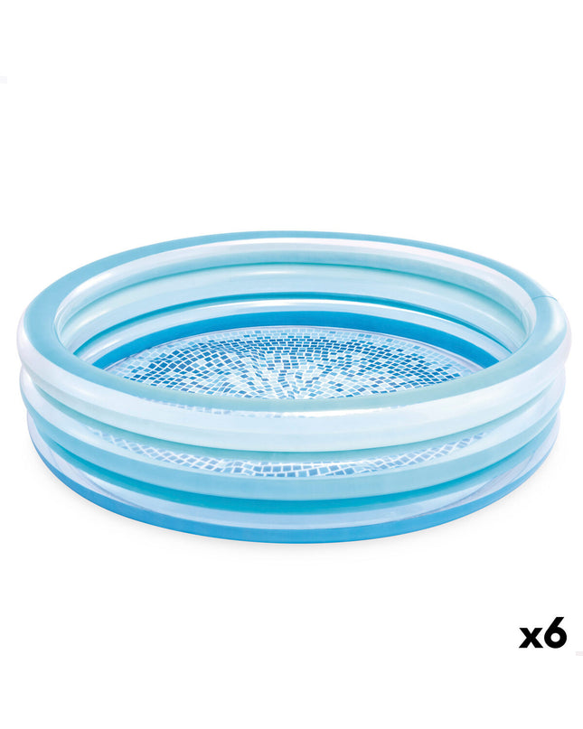 Set of six Intex inflatable children's pools, 147x33x147 cm, ideal for outdoor play and water fun for kids.