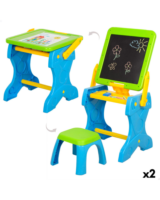 Colorbaby 2-in-1 colorful board for creative activities, measuring 39x74x33 cm, shown with two pieces for play and learning.