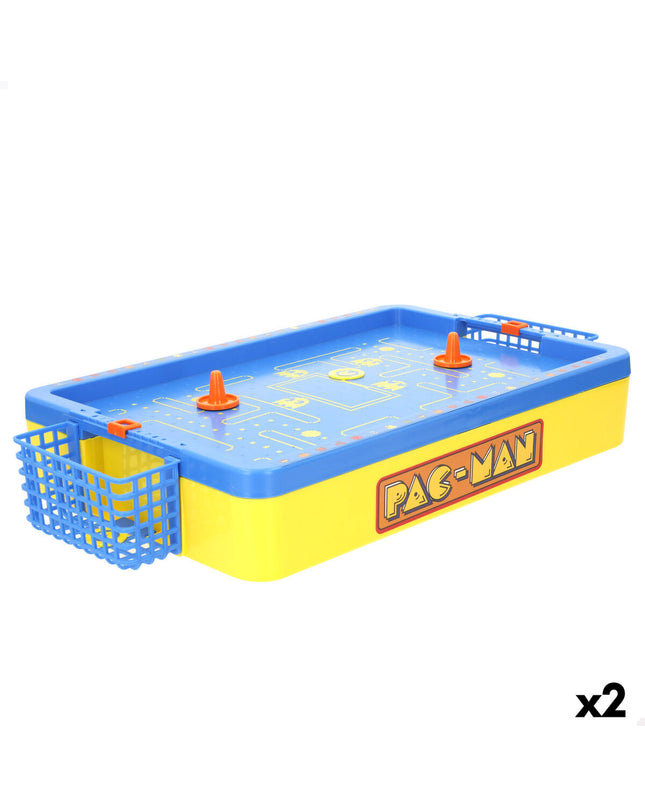 Set of two Pac-Man themed hockey table game pieces, 42x7.5x23 cm, for toy and gaming enthusiasts