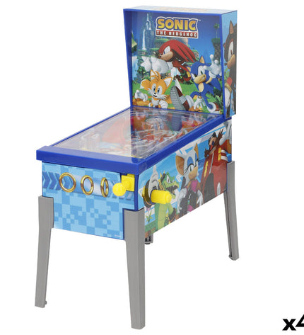 Set of four Sonic-themed pinball toys from Sonic, featuring colorful designs and classic gaming graphics.