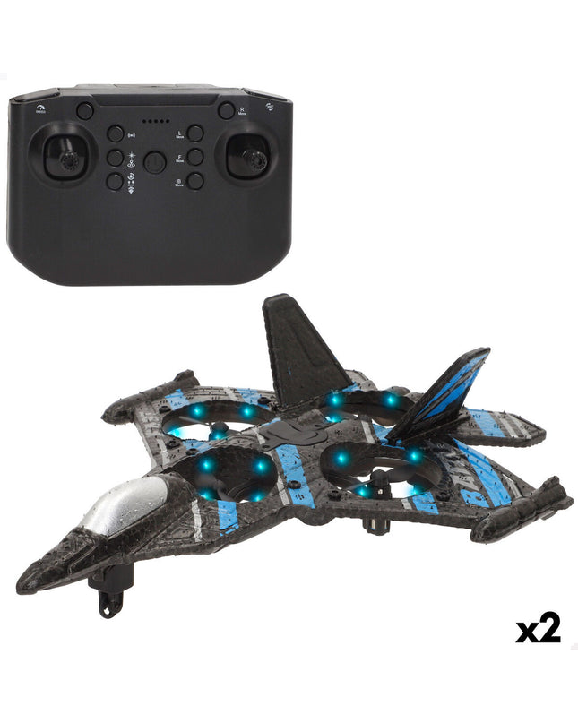 Two Speed & Go remote-controlled toy airplanes on a white background, showcasing their compact design and vibrant colors.