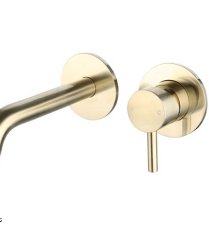 Wastafelmengkraan inbouw geborsteld goud